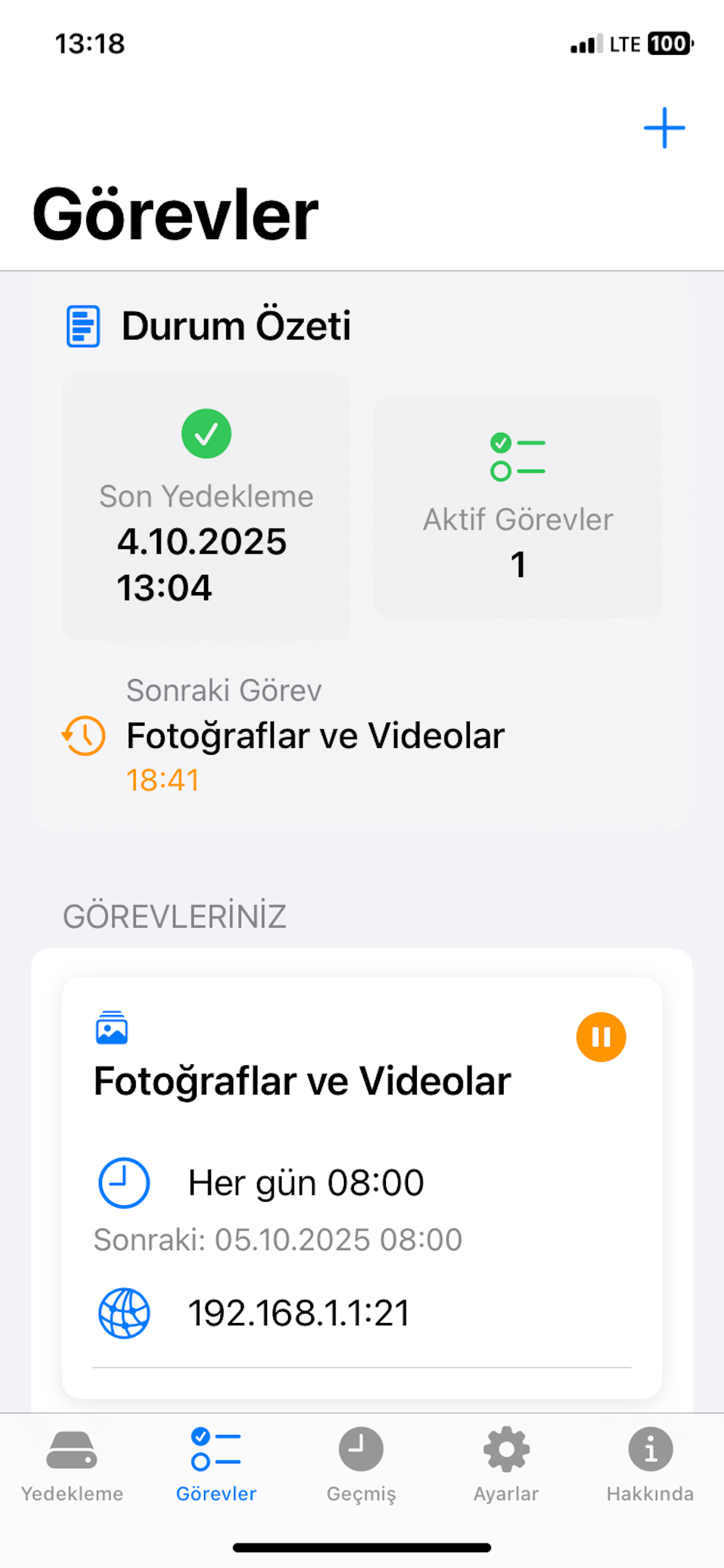 BackupFlow Tasks Interface